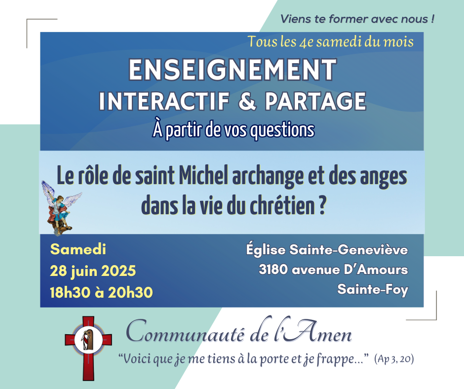 Communauté de l’Amen t’invite à une soirée d’enseignement et de partage