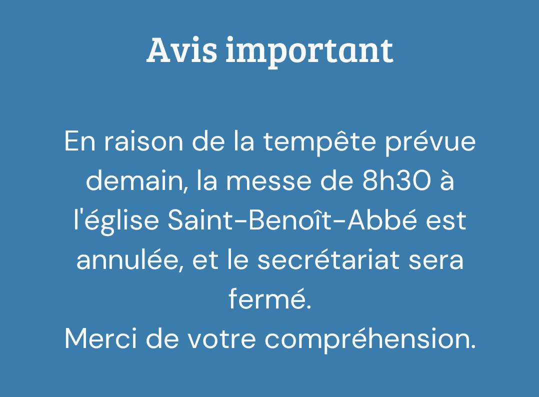 Annulation de la messe et fermeture du secrétariat